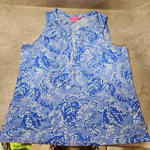 Lilly Pulitzer Blue and White Printed Tunic Top - Picture 5 of 11